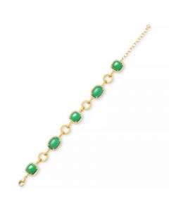 Dyed Green Jade & White Topaz (1 ct. t.w.) Halo Link Bracelet in 14k Gold-Plated Sterling Silver (Also in Dyed Lavender Jade & Dyed Red Jade)