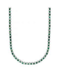 EFFY® Emerald (7-5/8 ct. t.w.) & Diamond (7/8 ct. t.w.) 18" Collar Necklace in Sterling Silver