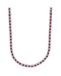 EFFY® Ruby (9-7/8 ct. t.w.) & Diamond (7/8 ct. t.w.) 18" Collar Necklace in Sterling Silver