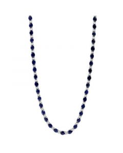 EFFY® Sapphire (12-3/4 ct. t.w.) & Diamond (1/5 ct. t.w.) 18" Collar Necklace in 14k Sterling Silver.