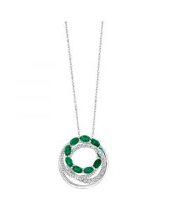 EFFY® Emerald (2-1/8 ct. t.w.) & Diamond (1/3 ct. t.w.) Multi-Ring 18" Pendant Necklace in 14k White Gold