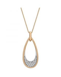 Diamond Oval Pavé Pendant Necklace (1/6 ct. t.w.) in 14k Gold, 16" + 2" extender, Created for Macy's