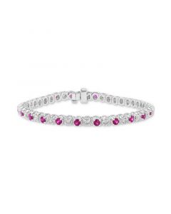 EFFY® Ruby (3-1/20 ct. t.w.) & Diamond (2-1/6 ct. t.w.) Tennis Bracelet in 14k White Gold