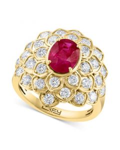 EFFY® Ruby (1-3/8 ct. t.w.) & Diamond (1-1/2 ct. t.w.) Flower Ring in 14k Gold