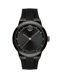 Men's Swiss Fusion Bold Black Silicone Strap Watch 42mm