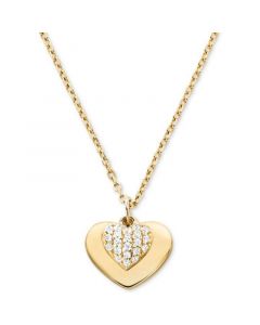 Women's Mini Pavé Heart Sterling Silver Necklace, 16" + 2" extender