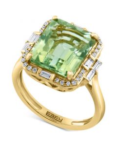 EFFY® Green Quartz (5-1/3 ct. t.w.) & Diamond (1/3 ct. t.w.) Halo Ring in 14k Gold