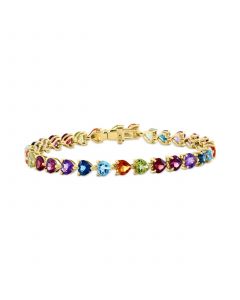 EFFY® Multi-Gemstone (15-1/10 ct. t.w.) Heart Link Bracelet in 14k Gold