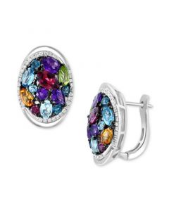 EFFY® Multi-Stones (5 ct. t.w.) and Diamond (3/8 ct. t.w.) Statement Earrings in Sterling Silver