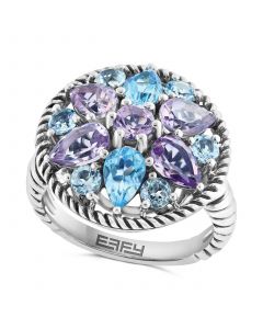 EFFY® Multi-Gemstone Flower Cluster Statement Ring (4-7/8 ct. t.w.) in Sterling Silver