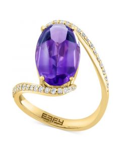 EFFY® Amethyst (9-7/8 ct. t.w.) & Diamond (3/8 ct. t.w.) Swirl Ring in 14k Gold