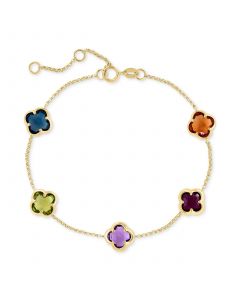 EFFY® Multi-Gemstone Clover Link Bracelet (6-3/4 ct. t.w.) in 14k Gold