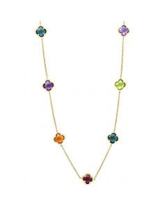 EFFY® Multi-Gemstone Clover 18" Statement Necklace (17-1/2 ct. t.w.) in 14k Gold