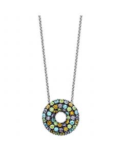 EFFY® Multi-Gemstone Circle Cluster 18" Pendant Necklace (14 ct. t.w.) in Sterling Silver