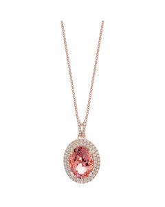 EFFY® Morganite (6-1/6 ct. t.w.) & Diamond (5/8 ct. t.w.) Halo 18" Pendant Necklace in 14k Rose Gold