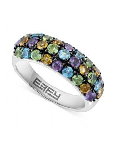 EFFY® Multi-Gemstone Triple Row Statement Ring (2-1/2 ct. t.w.) in Sterling Silver