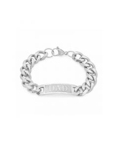 Men's Stainless Steel Cuban Link Chain Bracelet with Engraved Dad