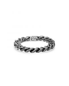 Men's Oxidized Stainless Steel Cuban Link Chain Bracelet