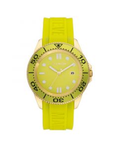 Men's Lime Green Silicone Strap Embossed with Steve Madden Logo Watch, 44X50mm