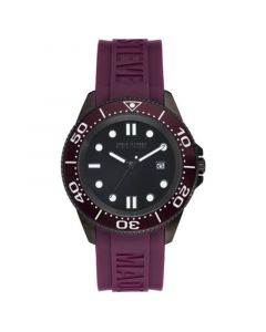 Men's Purple Silicone Strap Embossed with Steve Madden Logo Watch, 44X50mm