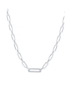 Diamond Link Statement Necklace (1/4 ct. t.w.) in Sterling Silver or 14k Gold-Plated Sterling Silver