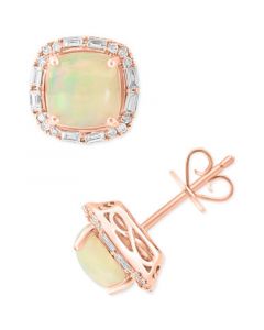 EFFY® Ethiopian Opal (1-9/10 ct. t.w.) & Diamond (3/8 ct. t.w.) Earrings in 14k Rose Gold