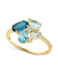 EFFY® Multi-Gemstone (1-7/8 ct. t.w.) & Diamond (1/10 ct. t.w.) Ring in 14k Yellow Gold