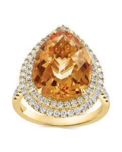 Citrine (7-3/8 ct. t.w.) & Diamond (3/4 ct. t.w.) Ring in 14k Yellow Gold