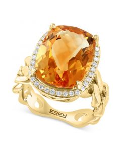 EFFY® Citrine (12-1/3 ct. t.w.) & Diamond (1/4 ct. t.w.) Ring in 14k Yellow Gold