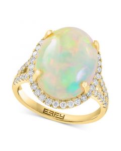 EFFY® Ethiopian Opal (5-1/3 ct. t.w.) & Diamond (5/8 ct. t.w.) Ring in 14k Yellow Gold