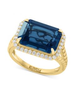 EFFY® London Blue Topaz (9-1/3 ct. t.w.) & Diamond (1/3 ct. t.w.) Ring in 14k Yellow Gold