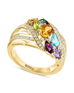 EFFY® Multi-Gemstone (1-3/4 ct.t.w.) & Diamond (1/4 ct. t.w.) Cluster Statement Ring in 14k Gold