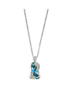 EFFY® Blue Topaz 18" Pendant Necklace (3 ct. t.w.) Sterling Silver & 18k Gold-Plate