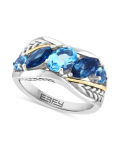 EFFY® Blue Topaz (3 ct. t.w.) Ring in Sterling Silver & 18k Gold-Plate