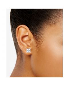 Diamond Princess Stud Earrings (3 ct. t.w.) in 14k White Gold