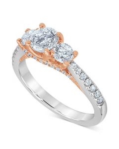 Diamond Three Stone Ring (1-1/2 ct. t.w.) in 14k White & Rose Gold