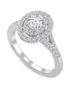 Diamond Oval Halo Engagement Ring (1 ct. t.w.) in 18k White Gold