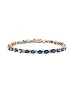 EFFY® London Blue Topaz (13-1/3 ct. t.w.) & Diamond (1/4 ct. t.w.) Tennis Bracelet in 14k Rose Gold