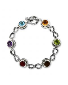 EFFY® Multi-Gemstone Station Link Bracelet (12-3/4 ct. t.w.) in Sterling Silver & 18k Gold-Plate