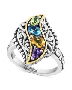 EFFY® Multi-stone Filigree Ring (2-1/5 ct. t.w.) in Sterling Silver & 18k Gold-Plate