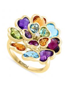 EFFY® Multi-Gemstones (8-3/4 ct. t.w.) & Diamond (1/20 ct. t.w.) Heart Cluster Ring in 14k Gold