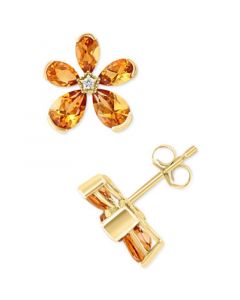 EFFY® Citrine (2-3/4 ct. t.w.) & Diamond Accent Flower Stud Earrings in 14k Gold