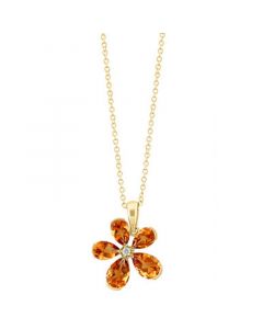 EFFY® Citrine (2-1/5 ct. t.w.) & Diamond Accent Flower 18" Pendant Necklace in 14k Gold