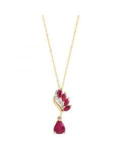 Ruby (2-1/10 ct. tw.) & Diamond (1/20 ct. t.w.) 18" Pendant Necklace in 14k Gold