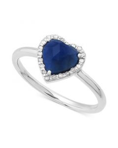 Sapphire (1-7/8 ct. t.w.) & Diamond (1/10 ct. t.w.) Heart Ring in 14k White Gold