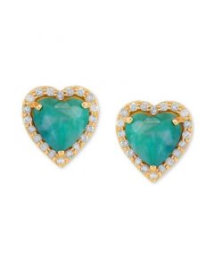 Emerald (2-5/8 ct. t.w.) & Diamond (1/5 ct. t.w.) Heart Halo Stud Earrings in 14k Gold