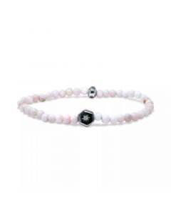 Jac & Jo by Anzie Pink Opal & White Topaz Bead Stretch Bracelet in Sterling Silver