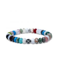 Jac & Jo by Anzie Multi Optic Fiber Cat Eye Bead Stretch Bracelet in Sterling Silver