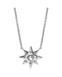 White Topaz (1/10 ct. t.w.) Star Pendant Necklace in Sterling Silver, 16" + 1" extender