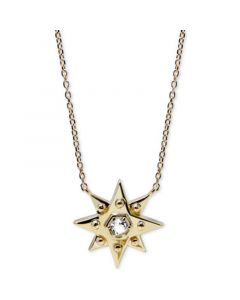 White Topaz (1/10 ct. t.w.) Star Pendant Necklace in 14k Gold, 16" + 1" extender